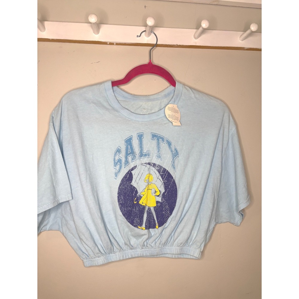 OFFLINE by‎ Aerie Morton Salt Girl Graphic Crop Tee Blue XS Y2K